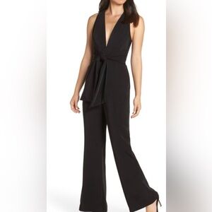 Elegant Black Jumpsuit with tie belt around middle - worn once